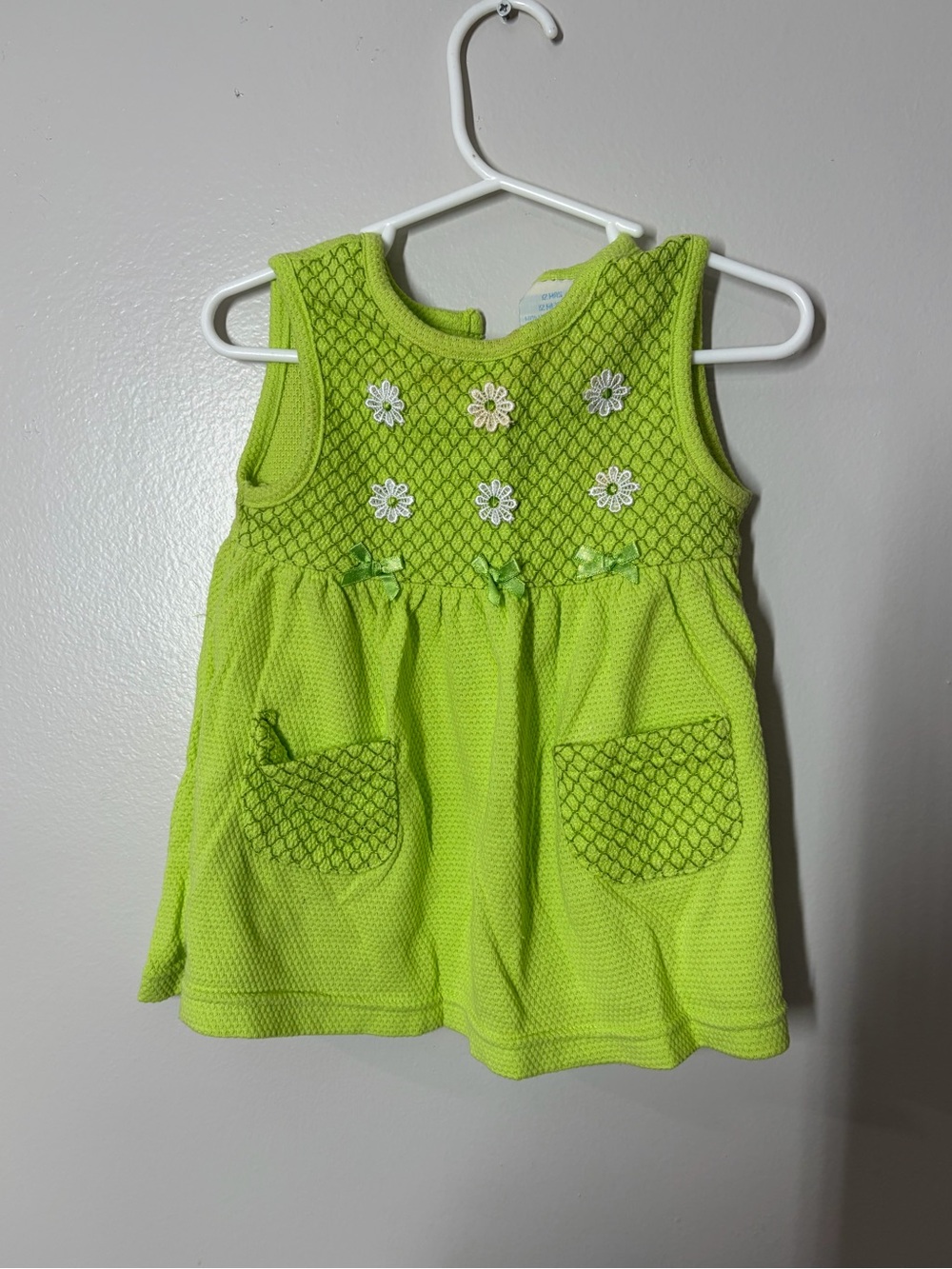 Vintage Green Floral Knit Sleeveless Girls' Dress size 12 months